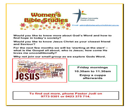 Womens Only Bible Study - Click for Flyer